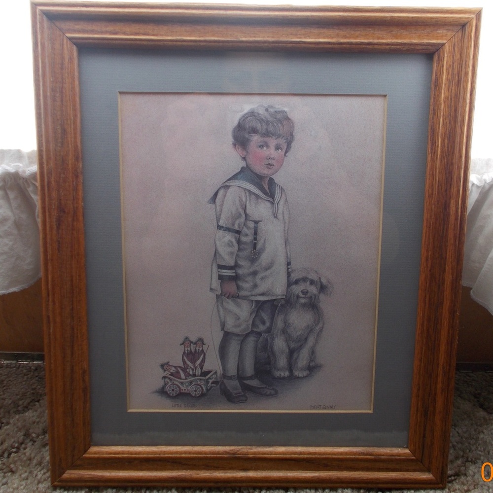 Vintage Lithograph 1986 Little Sailor Framed